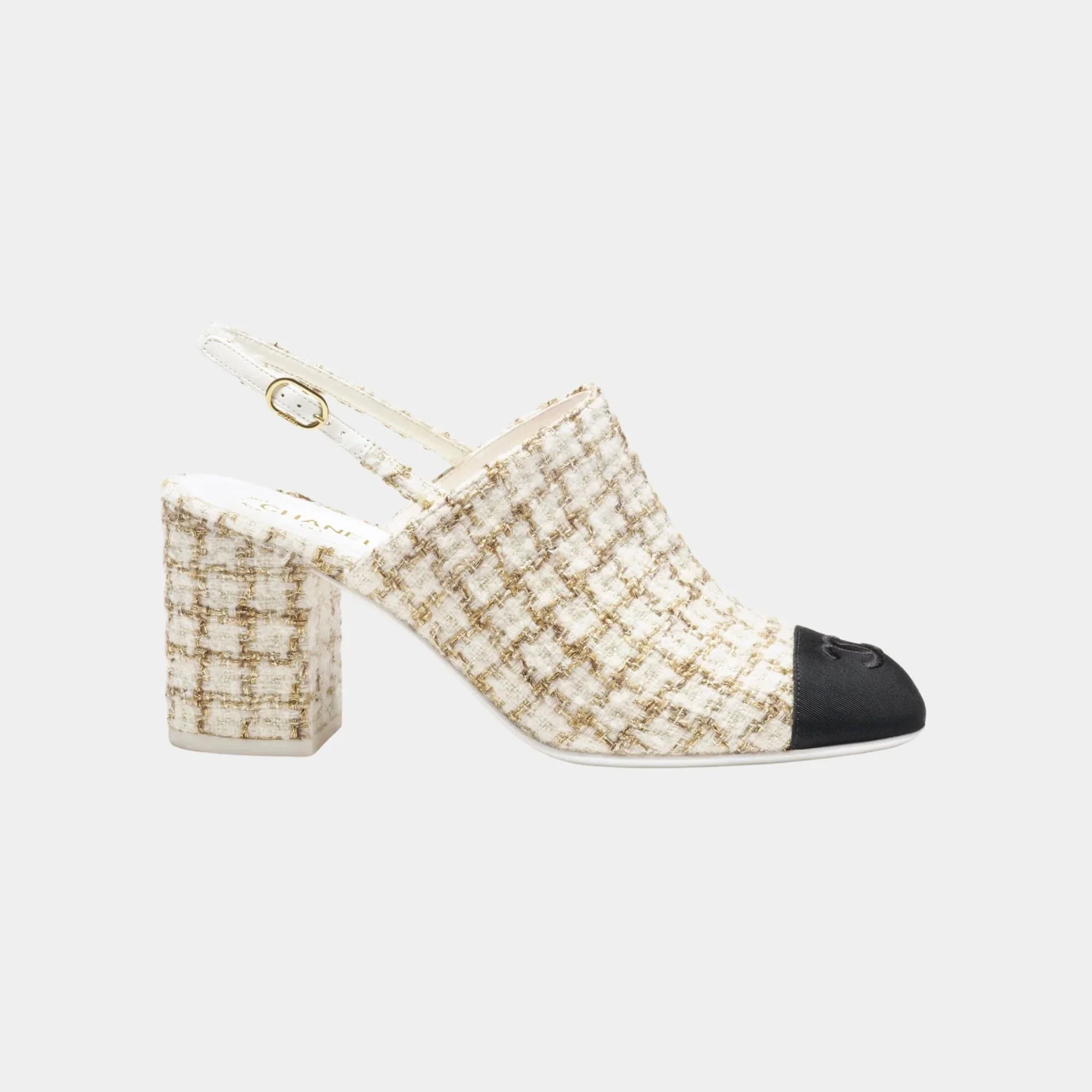 Slingbacks In Wool, Mohair Tweed & Grosgrain Chanel оригінал – Купити в Україні – боковий вид