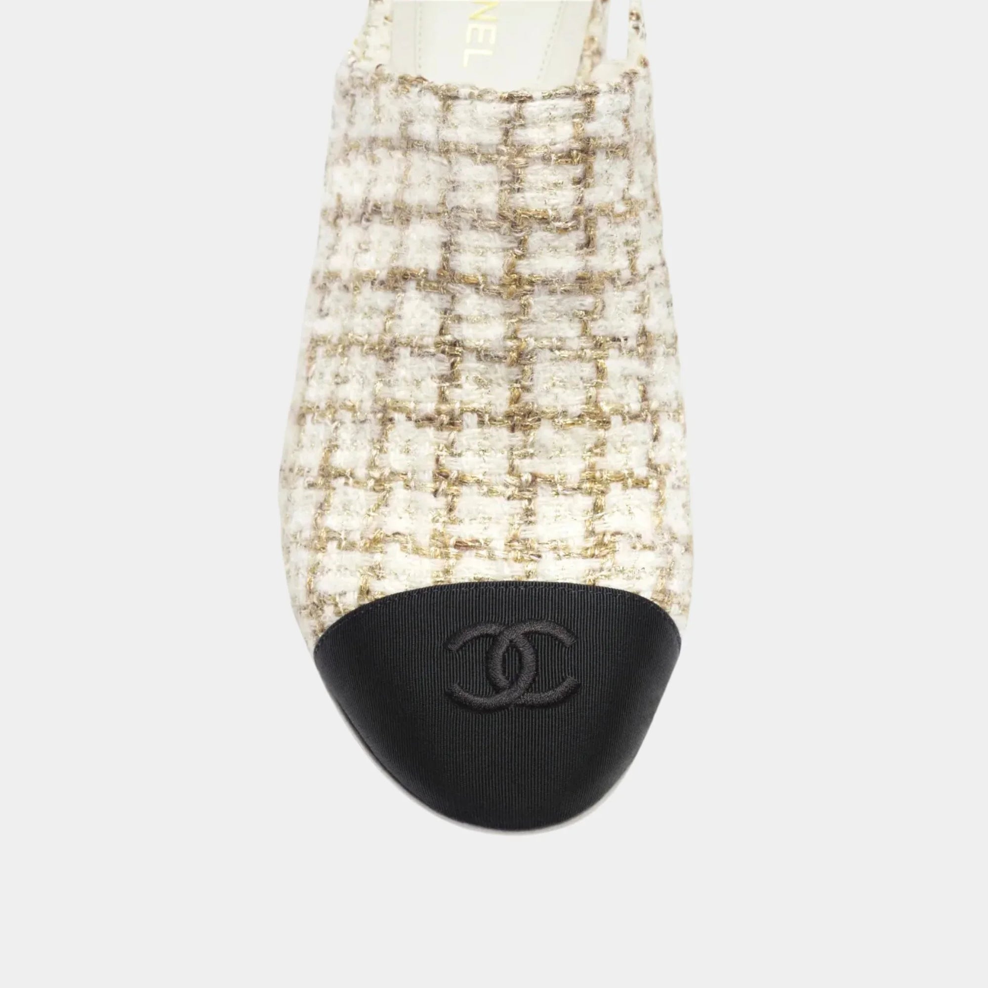 Slingbacks In Wool, Mohair Tweed & Grosgrain Chanel оригінал – Купити в Україні – вид ззаду