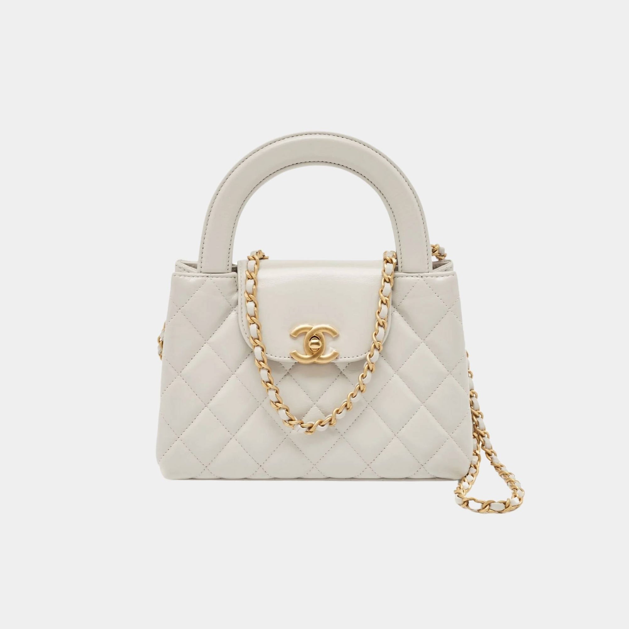 Оригінальна Small Cabas White Calfskin Chanel – боковий вид