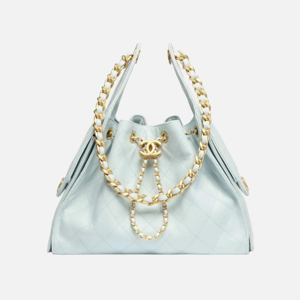 Small Chanel 25 Bag In Light Blue Calfskin Chanel оригінал – Купити в Україні – боковий вид