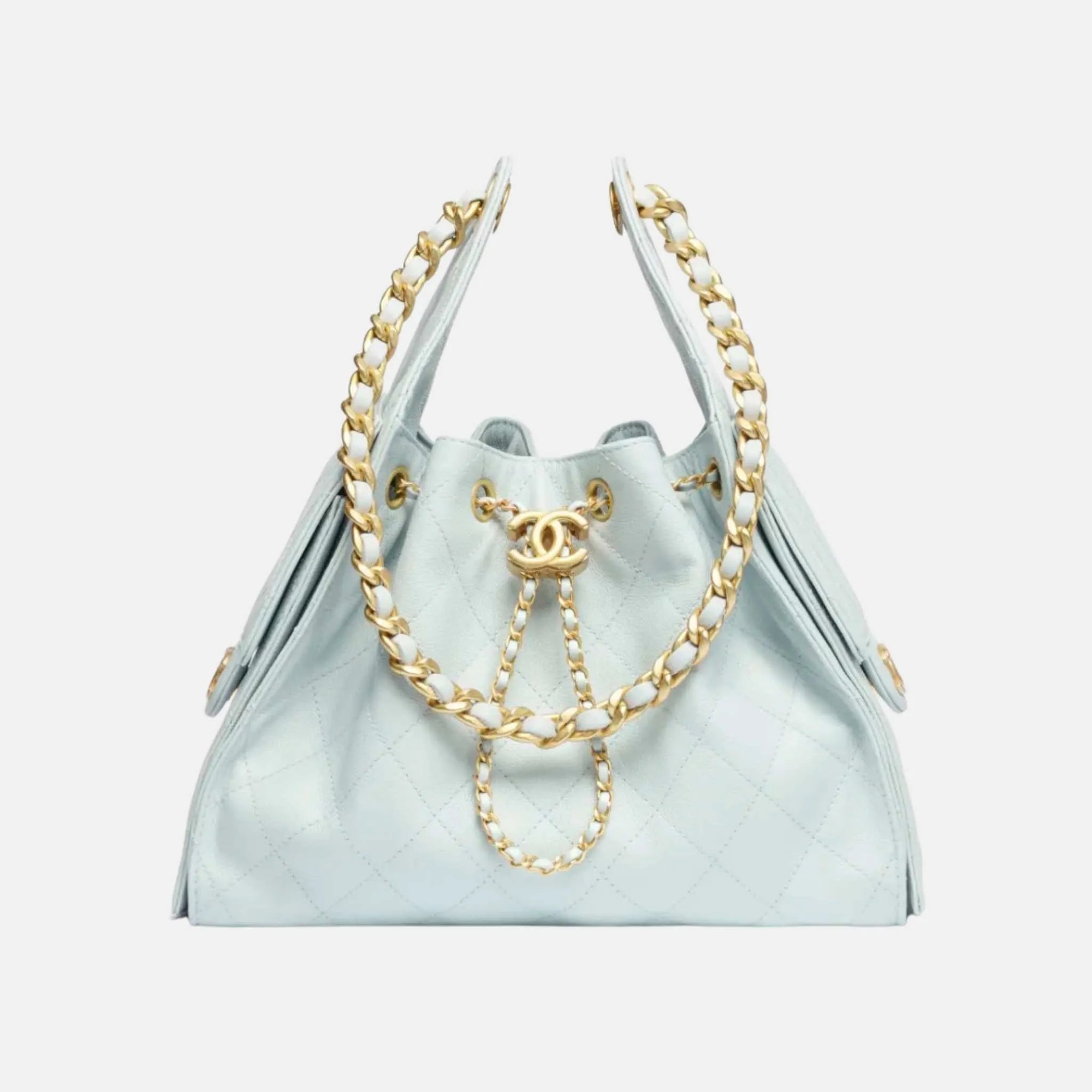 Small Chanel 25 Bag In Light Blue Calfskin Chanel оригінал – Купити в Україні – боковий вид