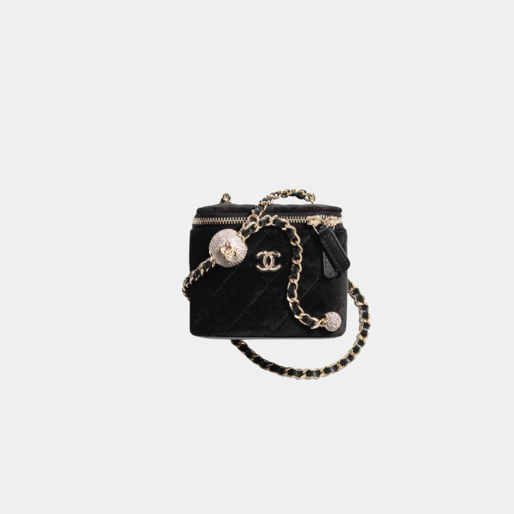 Оригінальна Small Vanity With Chain In Velvet With Diamante Chanel – боковий вид