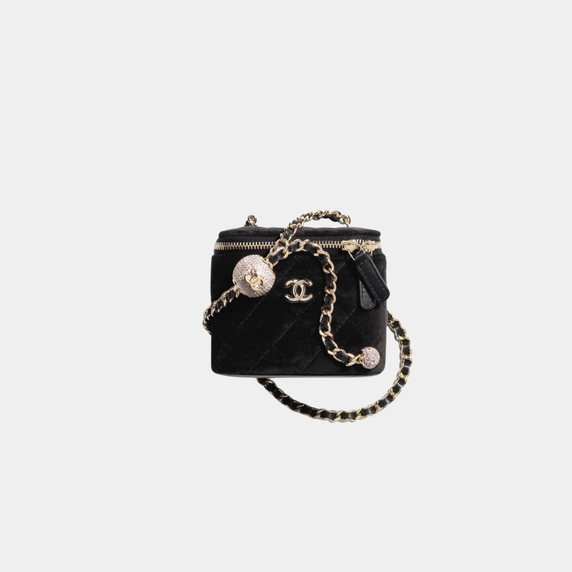 Оригінальна Small Vanity With Chain In Velvet With Diamante Chanel – боковий вид