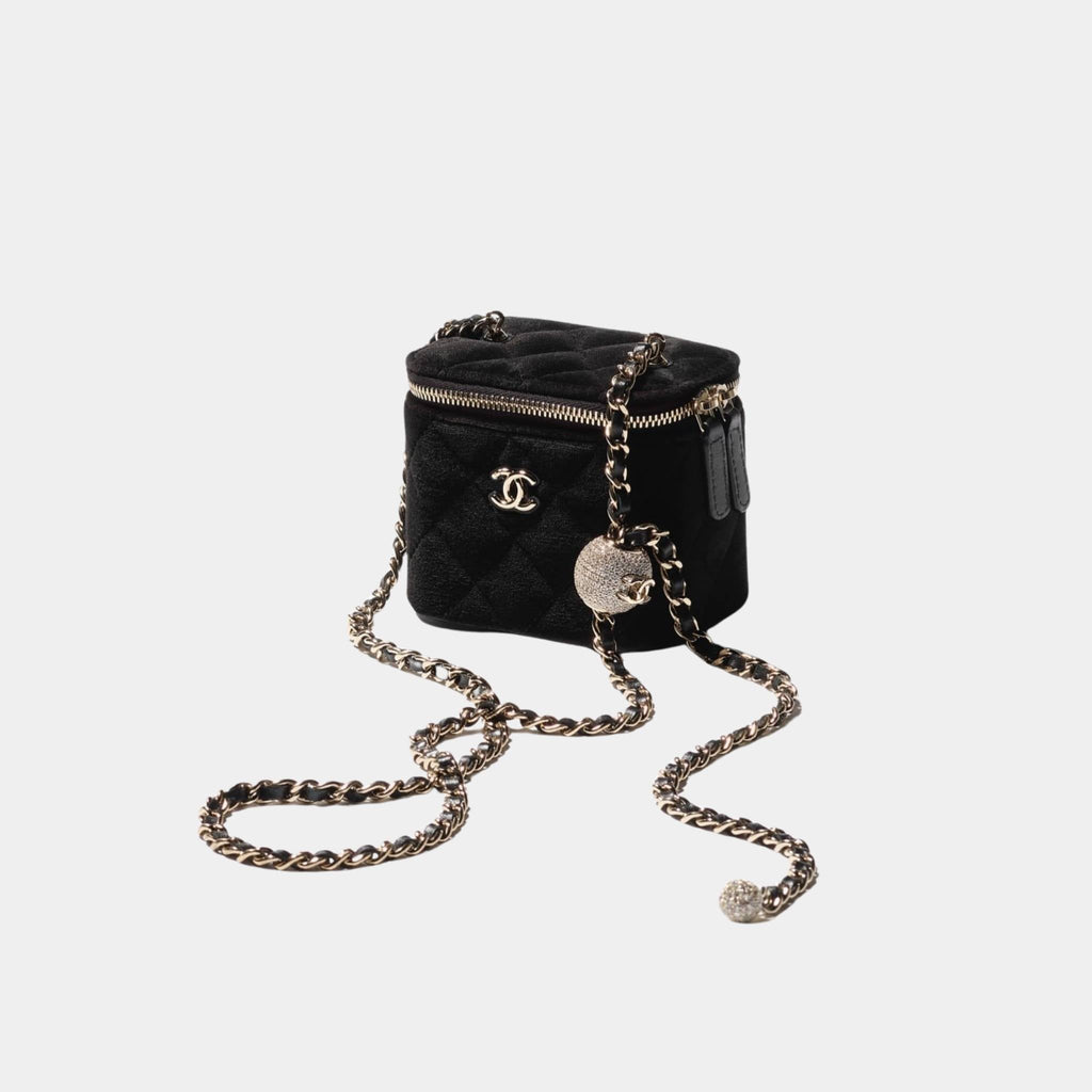 Оригінальна Small Vanity With Chain In Velvet With Diamante Chanel – вид ззаду
