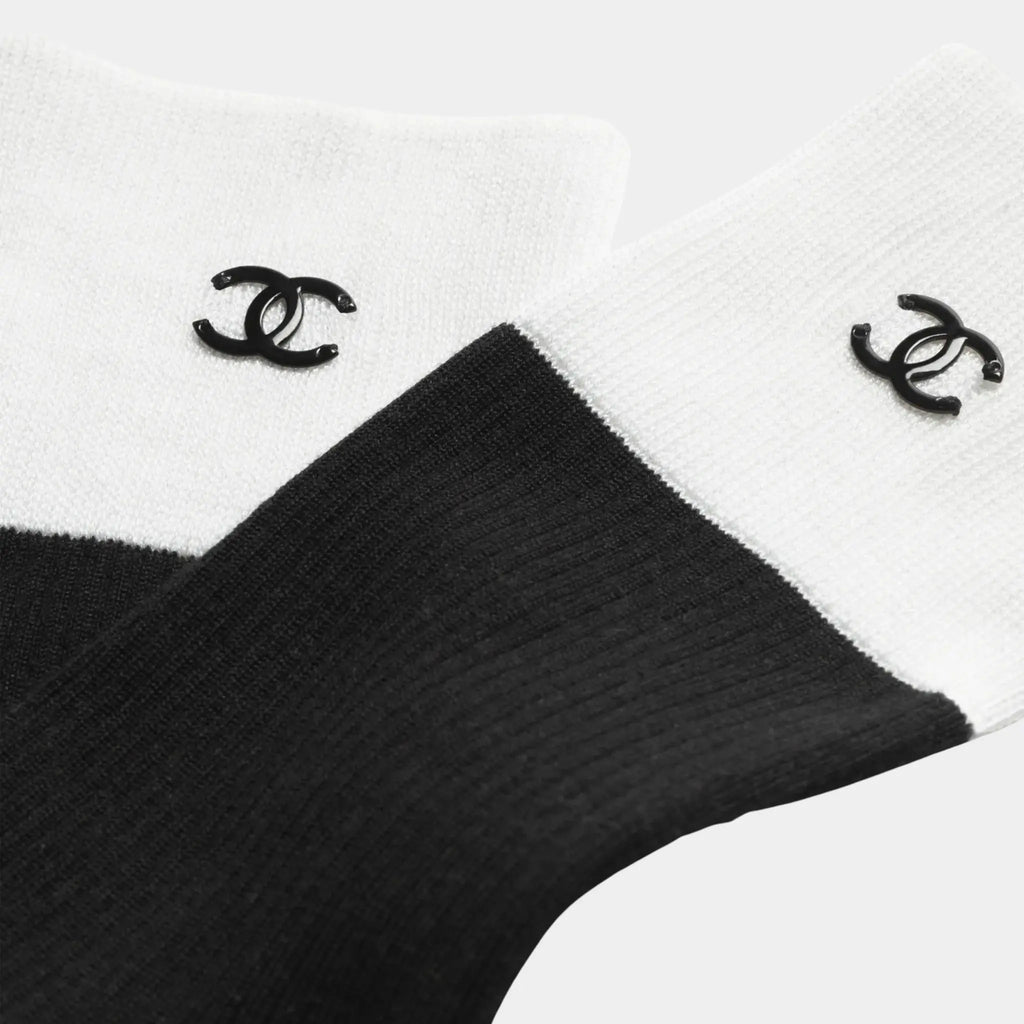 Оригінальна Socks Silk & Cotton Black & White Chanel – вид ззаду