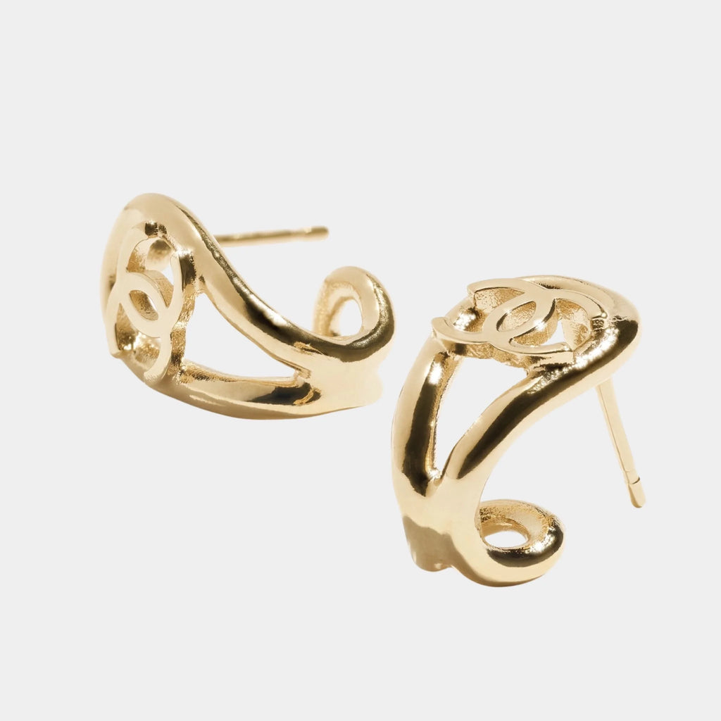 Stud Earrings Metal Gold Chanel – Гарантія оригінальності – вид ззаду