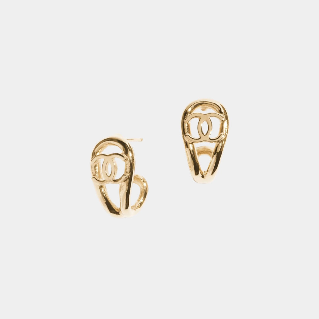 Stud Earrings Metal Gold Chanel – Гарантія оригінальності – боковий вид
