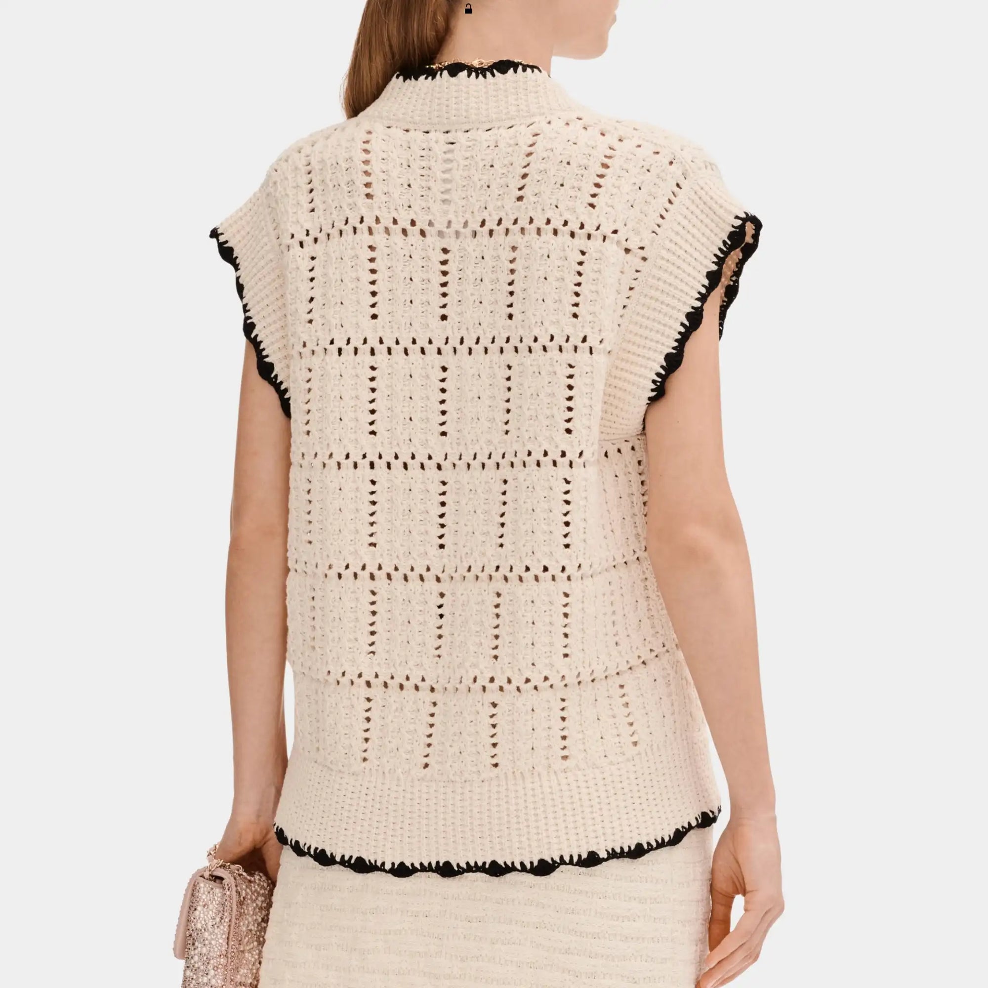 Оригінальна Sweater In Ecru And Black Cotton Chanel – вид ззаду
