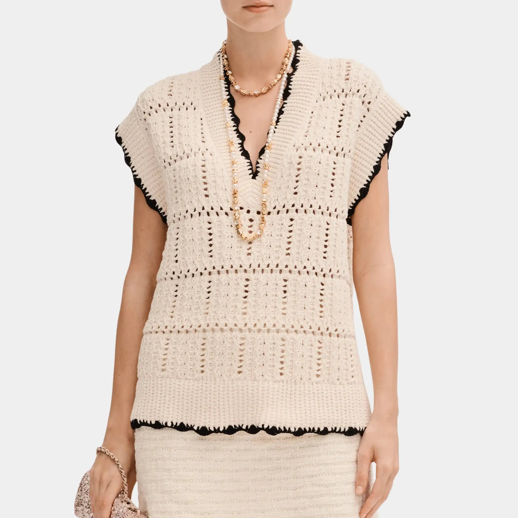 Оригінальна Sweater In Ecru And Black Cotton Chanel – боковий вид