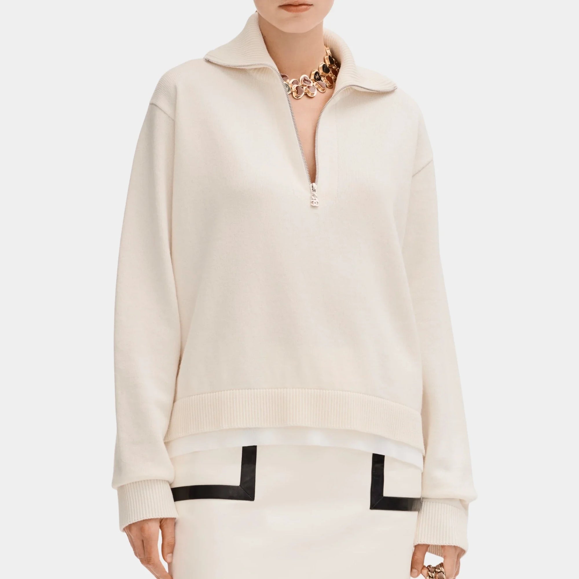 Оригінальна Sweater In White Cashmere And Cotton Chanel – боковий вид