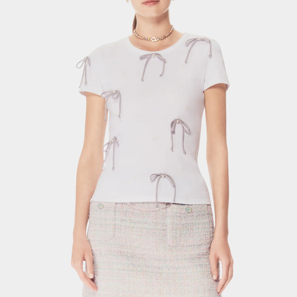 Оригінальна T Shirt Embroidered Cotton Jersey White Light Gray Chanel – вид ззаду