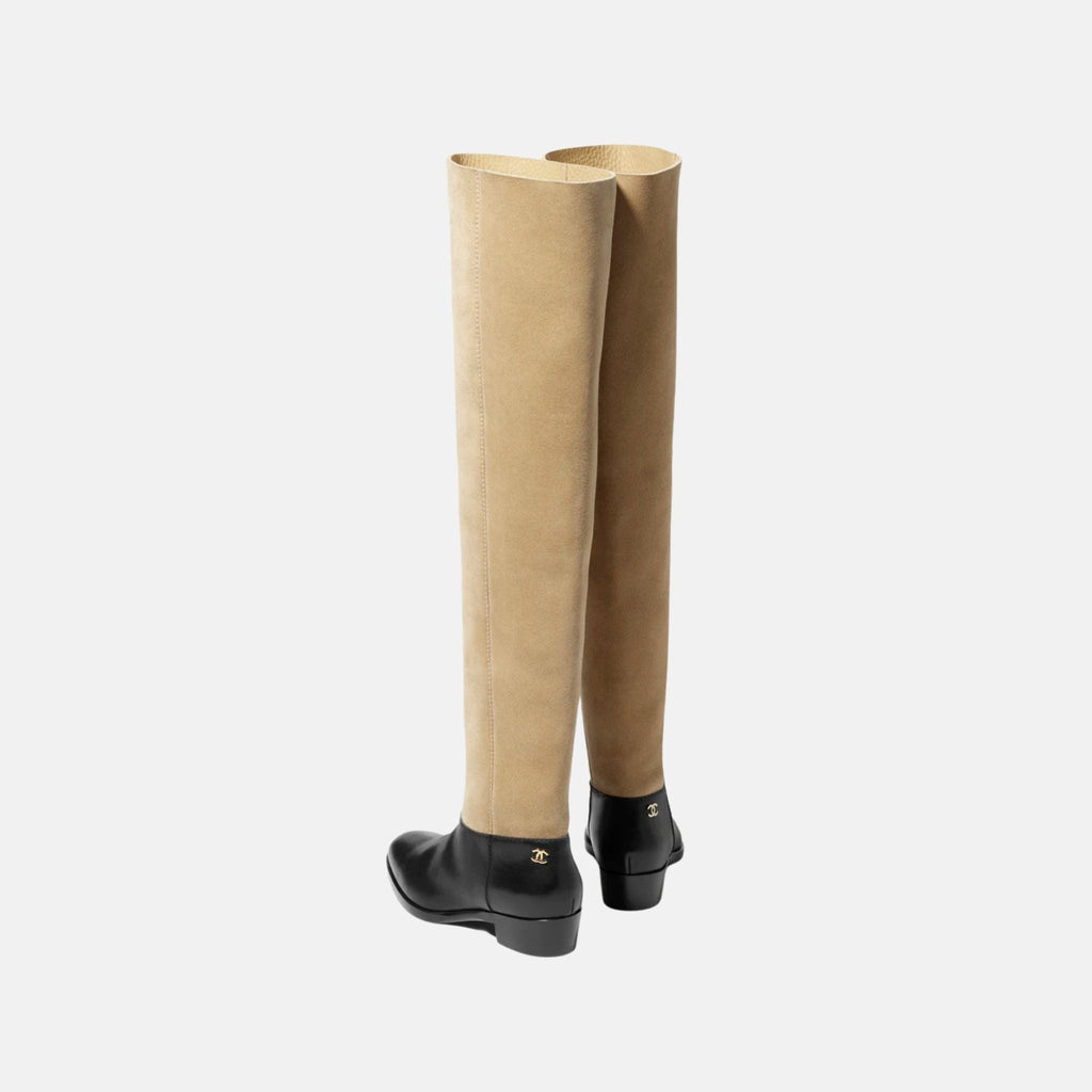 Thigh Boots In Velvet Calfskin And Calfskin Chanel – Гарантія оригінальності – вид ззаду