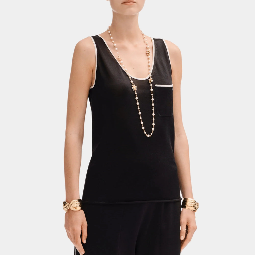 Top In Silk Black And White Chanel – Гарантія оригінальності – боковий вид