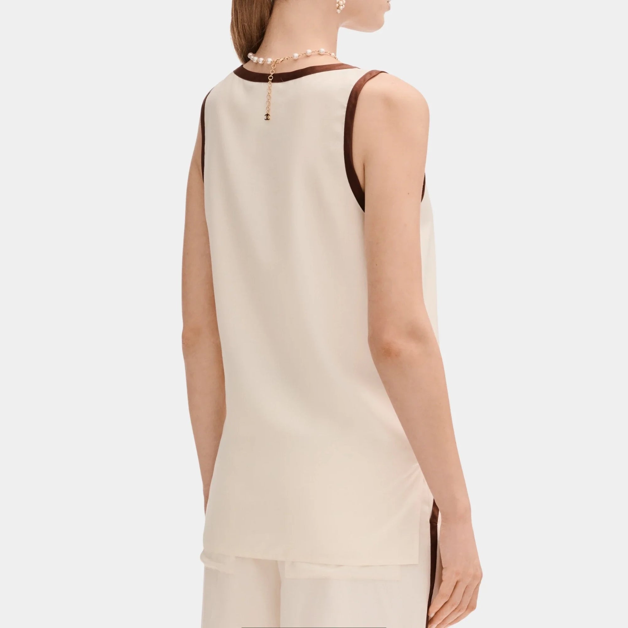 Оригінальна Top In Silk Light Yellow And Burgundy Chanel – вид ззаду