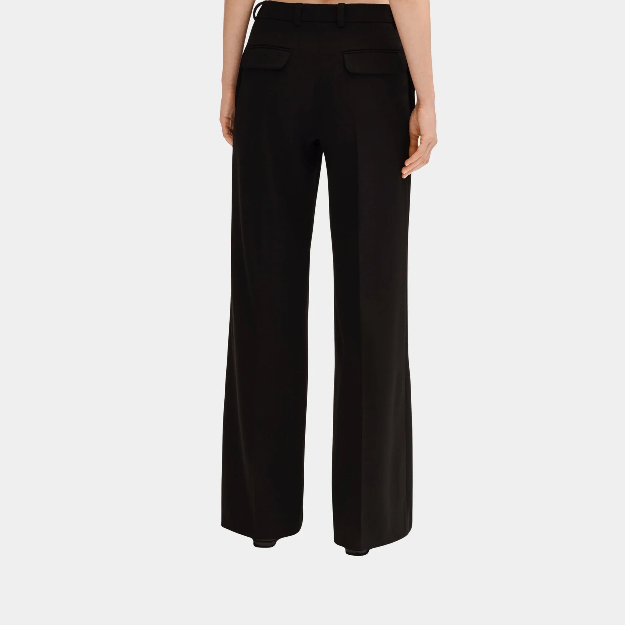 Оригінальна Trousers In Black Plain Wool Chanel – вид ззаду