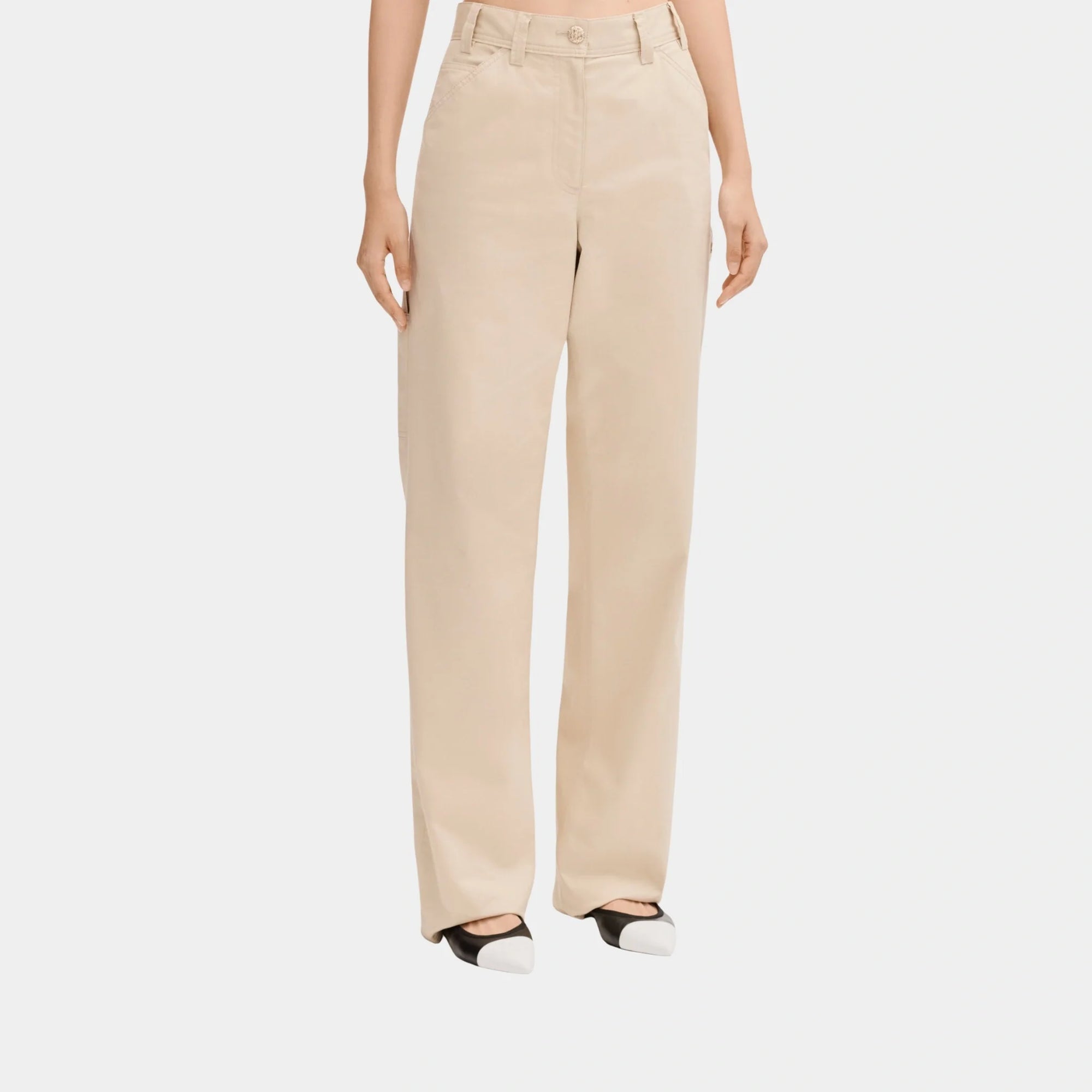 Trousers In Gabardine Beige Chanel – Гарантія оригінальності – боковий вид