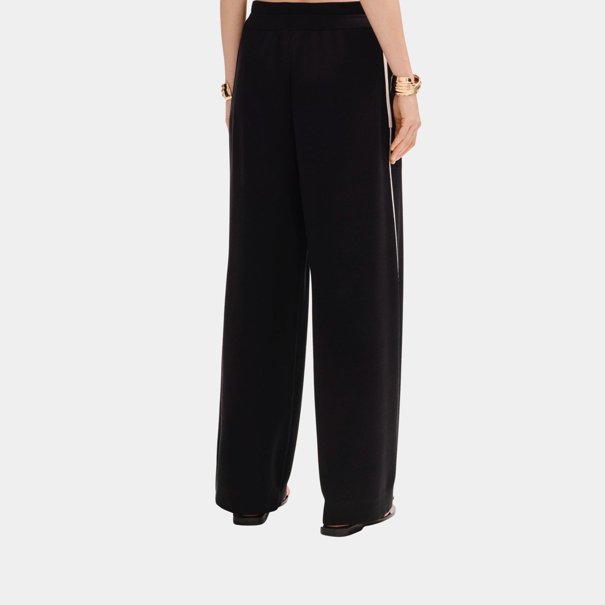 Trousers In Silk Black And White Chanel оригінал – Купити в Україні – вид ззаду