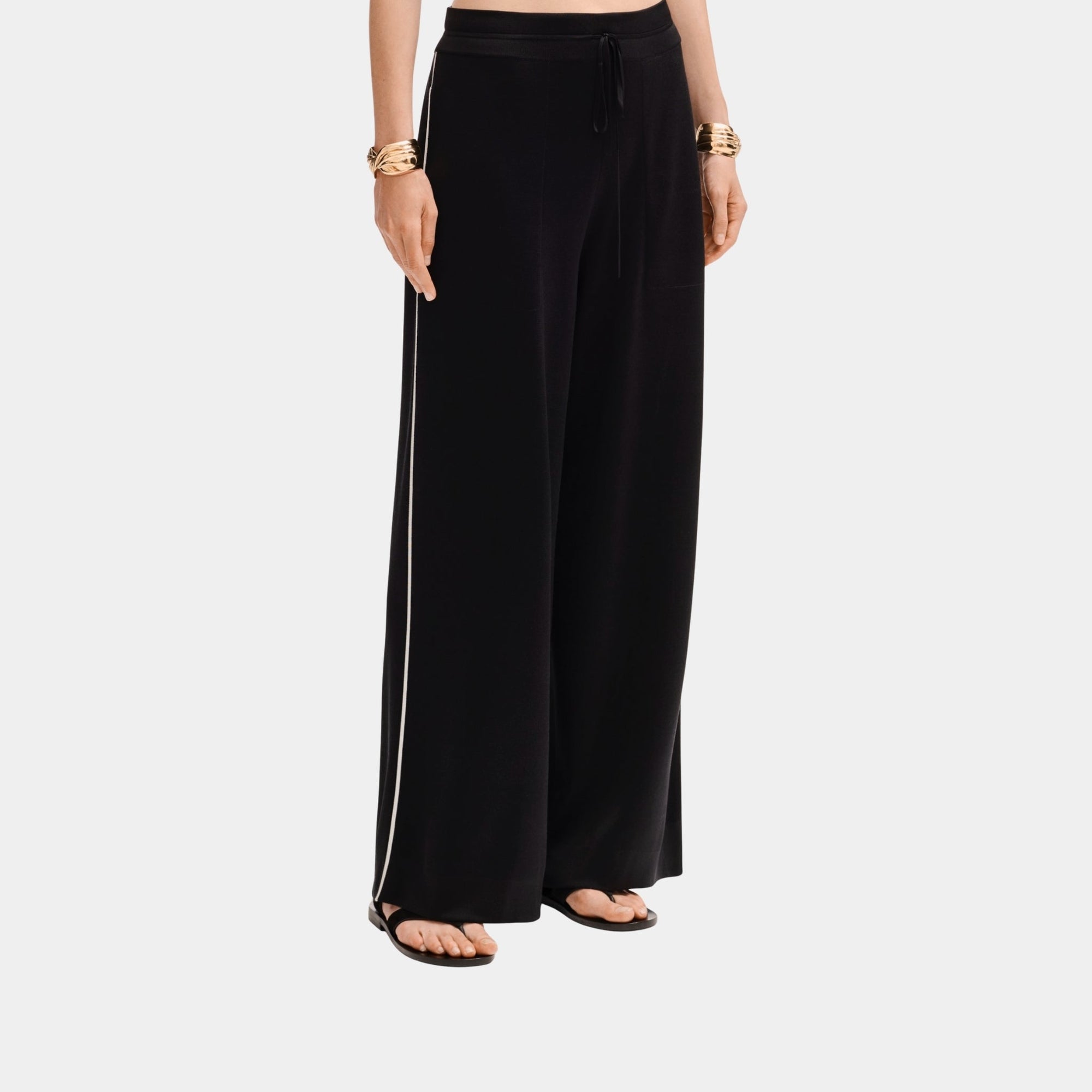 Trousers In Silk Black And White Chanel оригінал – Купити в Україні – боковий вид