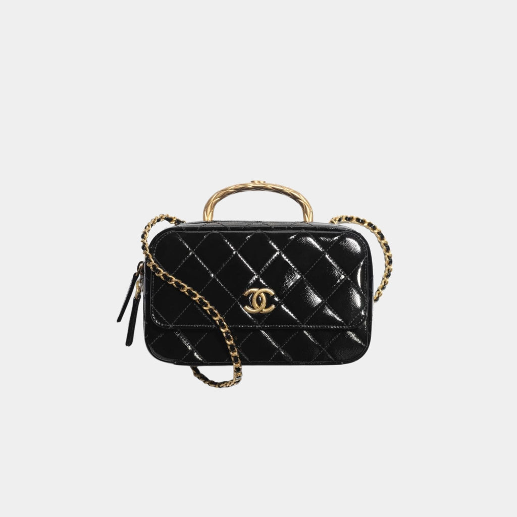 Оригінальна Vanity Case In Grained Patent Lambskin Chanel – боковий вид