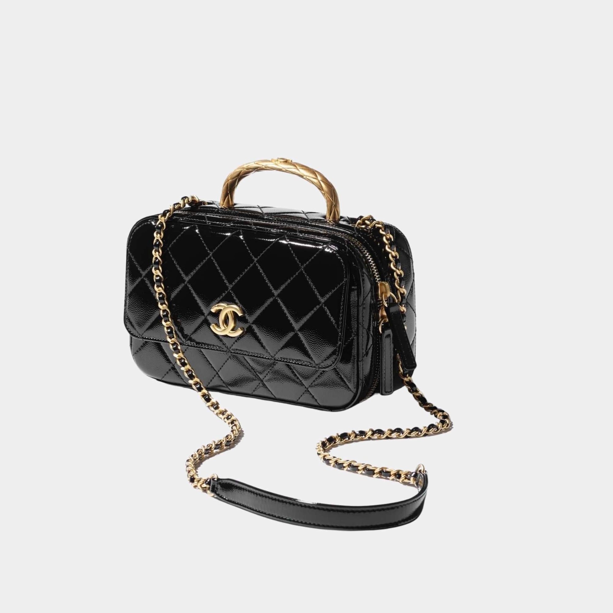 Оригінальна Vanity Case In Grained Patent Lambskin Chanel – вид ззаду