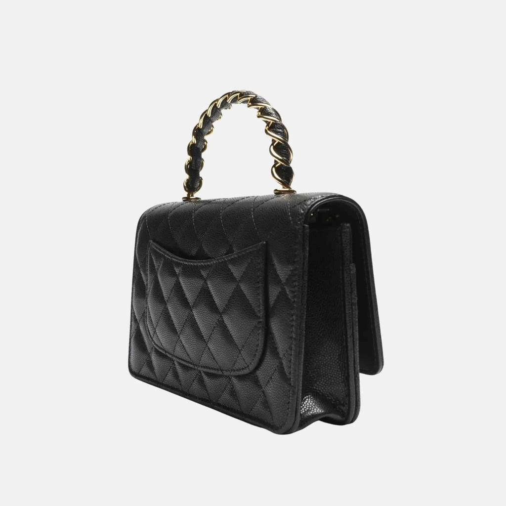Wallet On Chain Grained Shiny Calfskin Gold Tone Metal Chanel – Гарантія оригінальності – вид ззаду