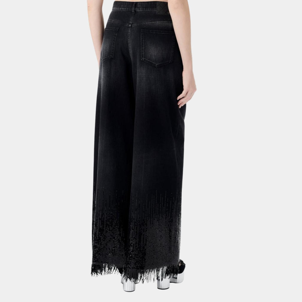 Оригінальна Washed Black Denim Jeans Embroidered With Sequins Chanel – вид ззаду
