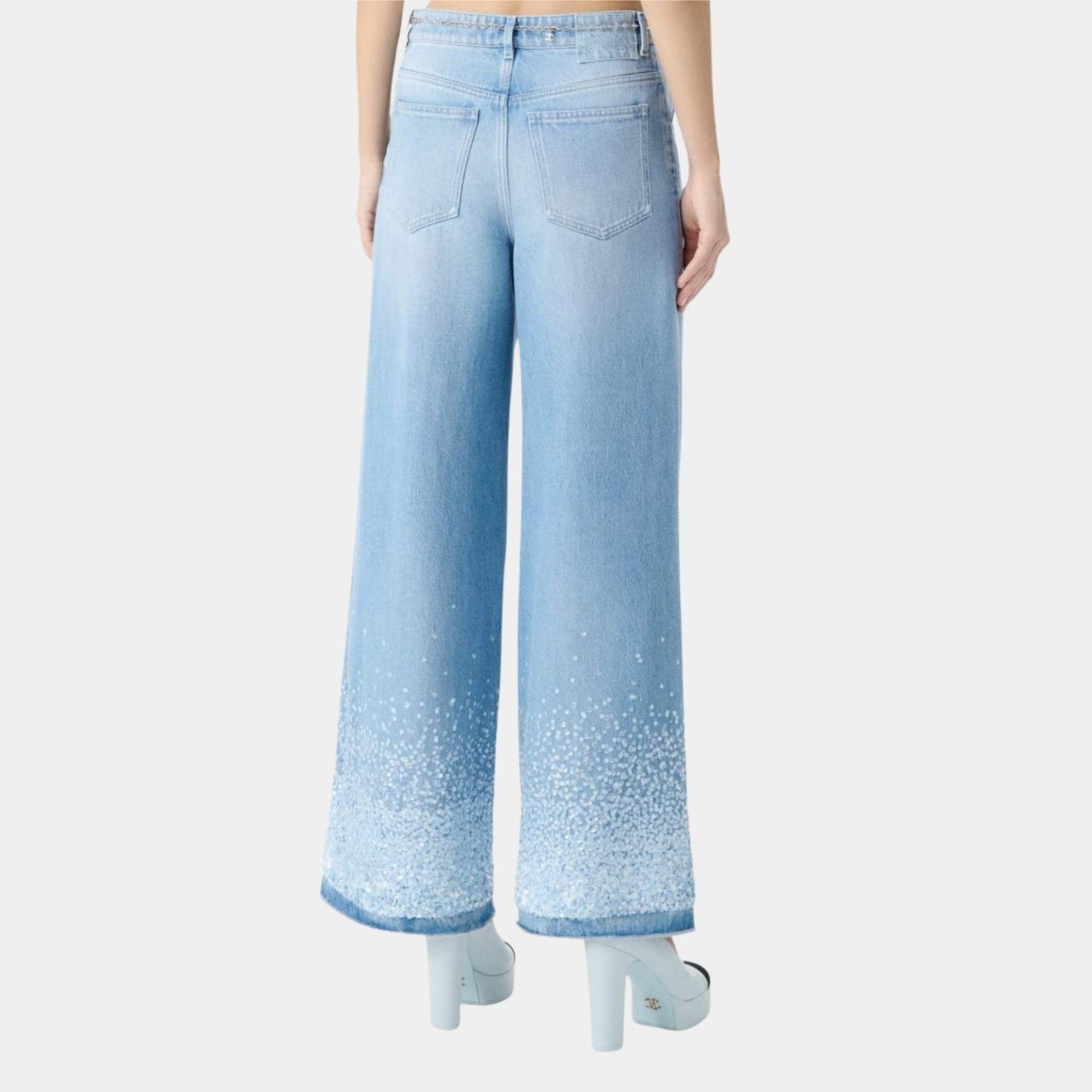Washed Blue Denim Jeans Embroidered With Sequins Chanel оригінал – Купити в Україні – вид ззаду