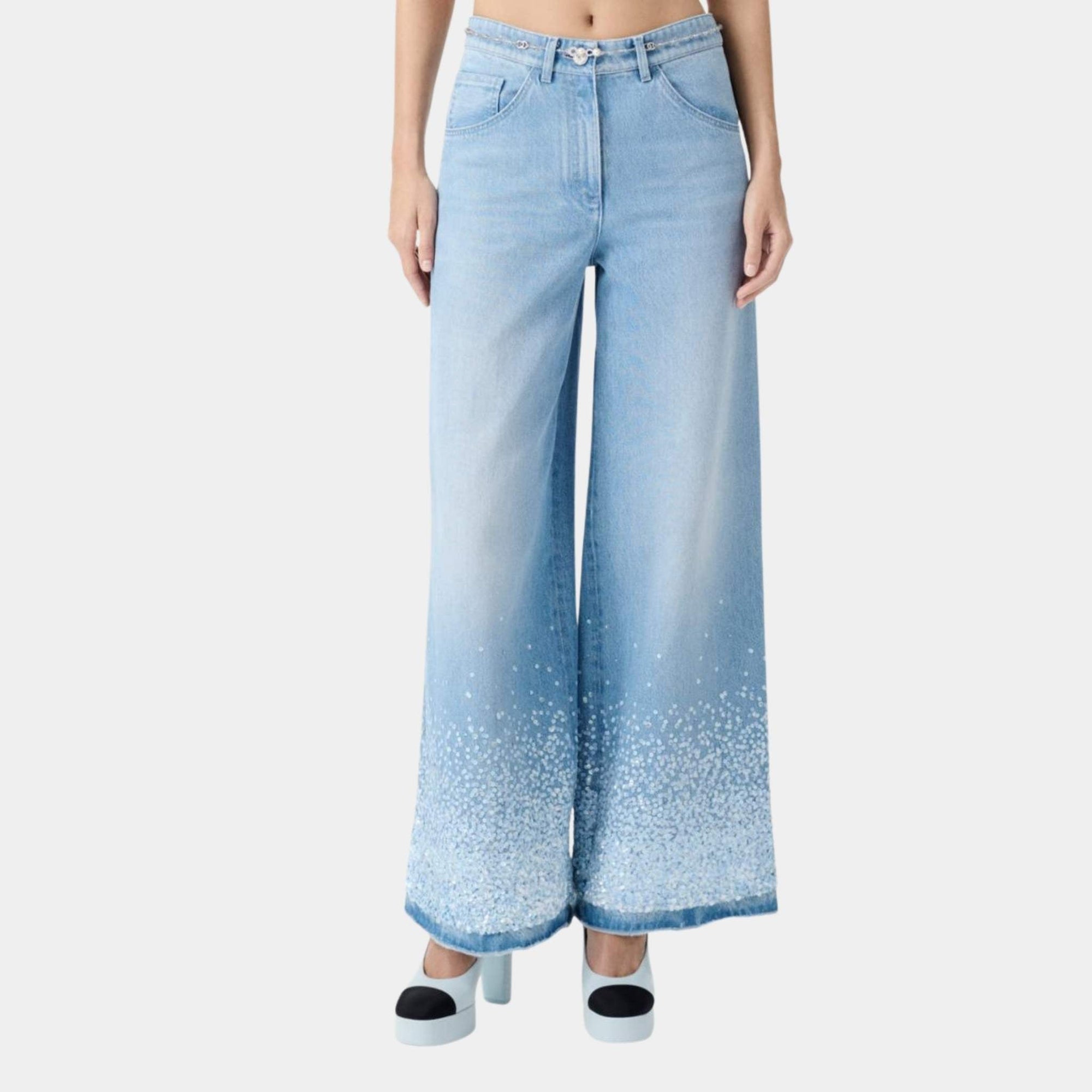Washed Blue Denim Jeans Embroidered With Sequins Chanel оригінал – Купити в Україні – боковий вид