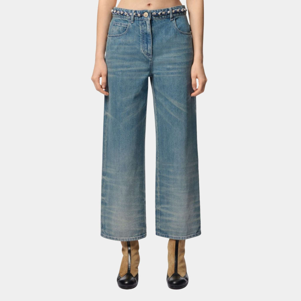 Washed Out Blue Denim Wide-Leg Denim Jeans Chanel – Гарантія оригінальності – боковий вид