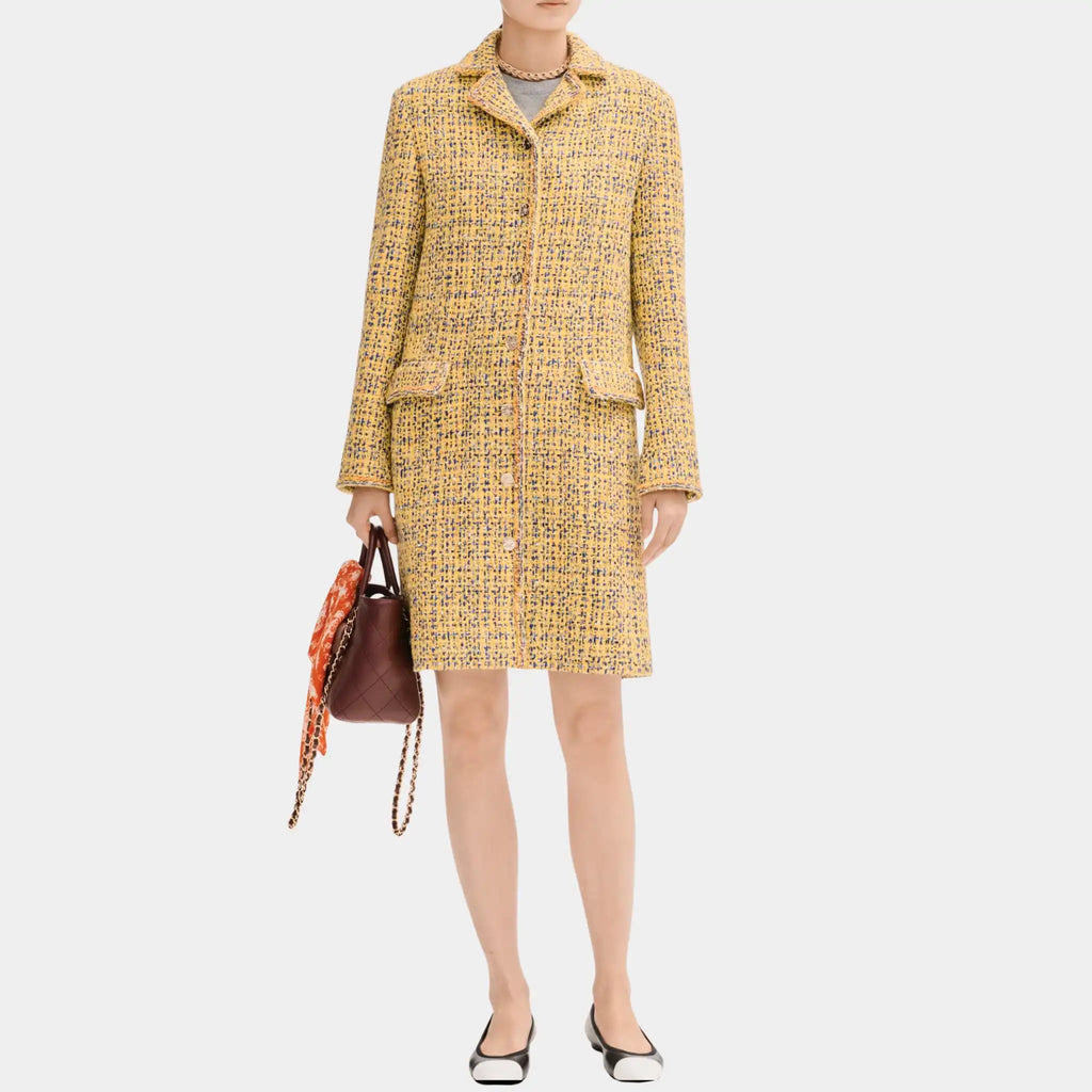 Yellow Coat In Tweed Chanel – Гарантія оригінальності – боковий вид