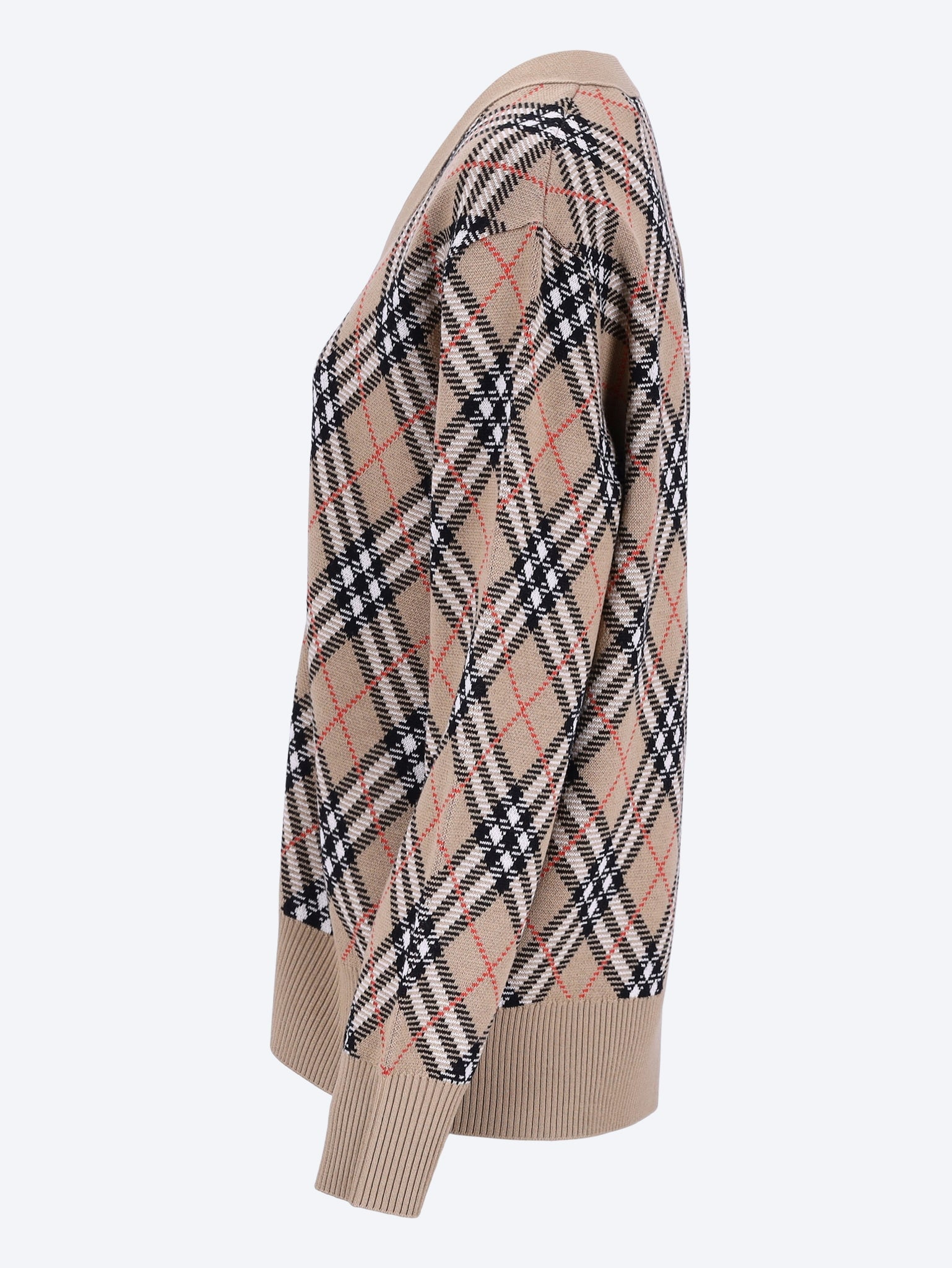 Check cardigan knitwear BURBERRY – Гарантія оригінальності – боковий вид