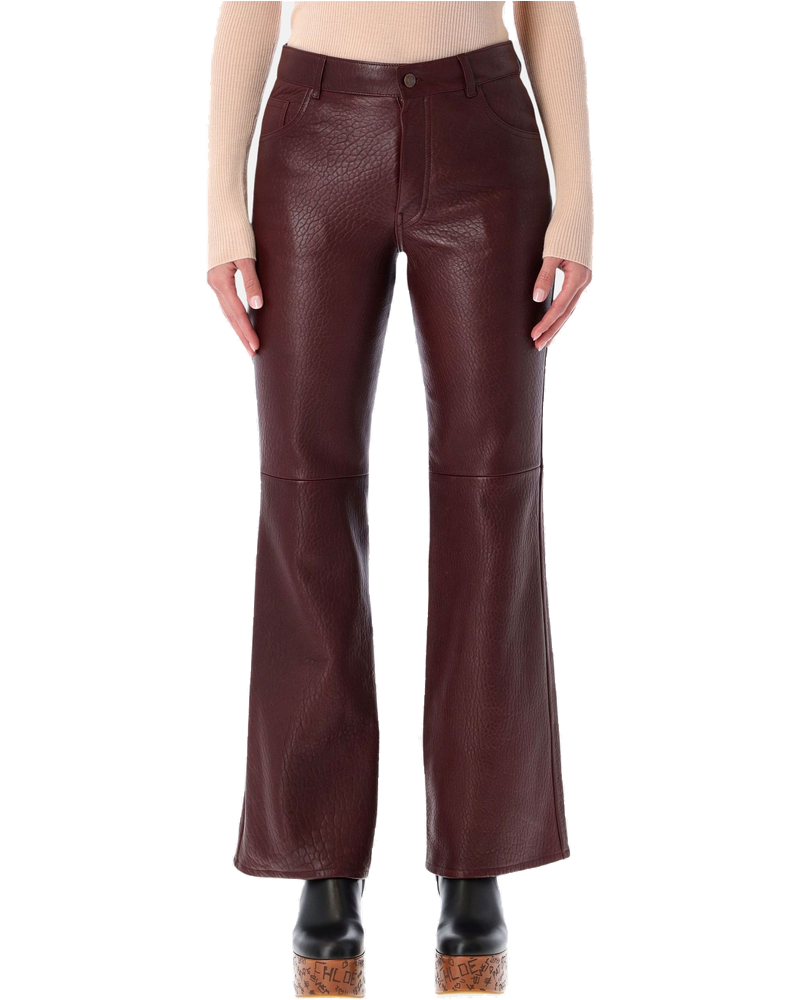 Оригінальна Flared Textured Lambskin Leather Trousers Chloe
