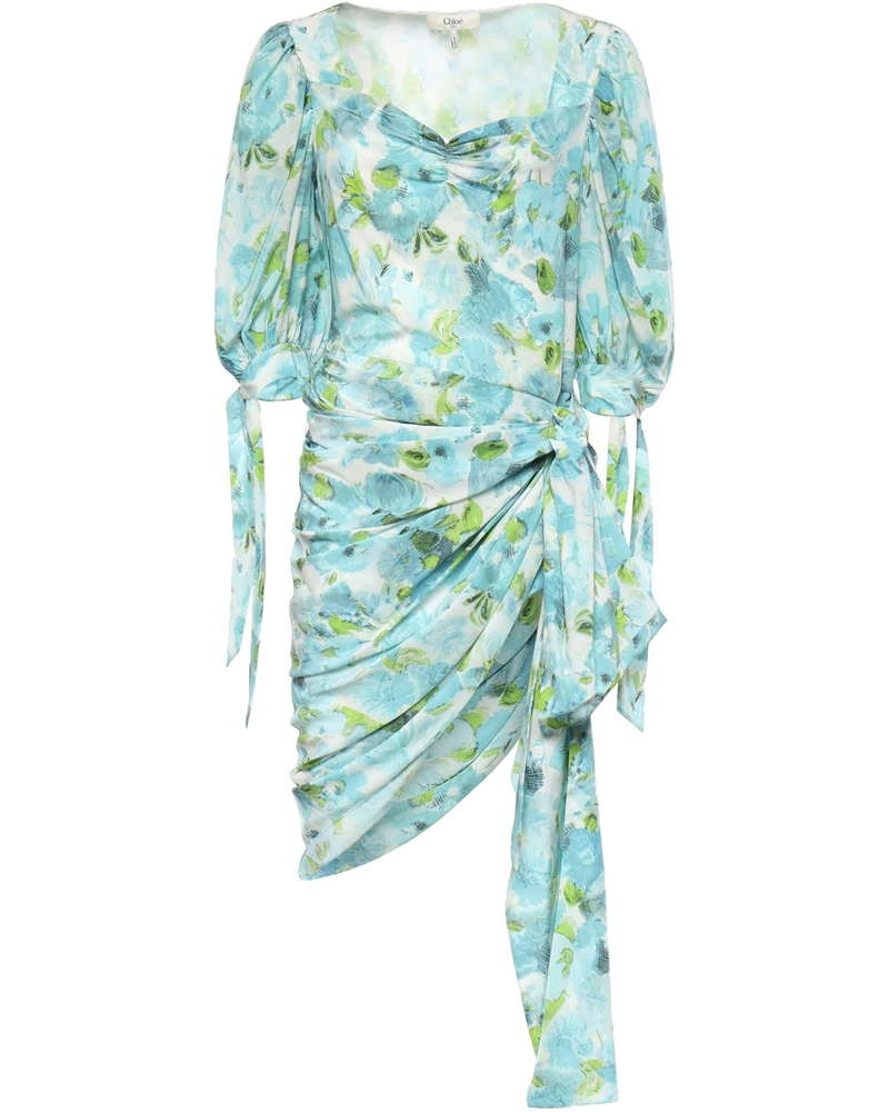 Mini Abito Drappeggiato In Seta Con Stampa Floreale Chloe – Гарантія оригінальності