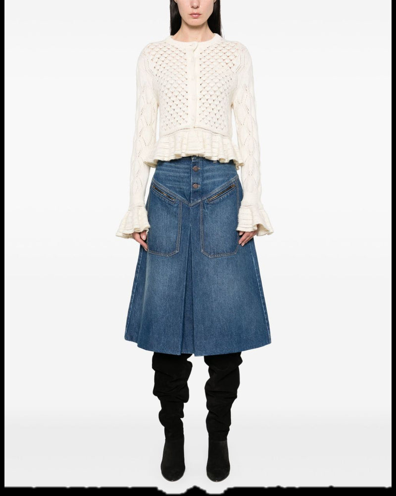 BG_REMOVED_CATALOG_Knee-length skirt in denim - CHLOE