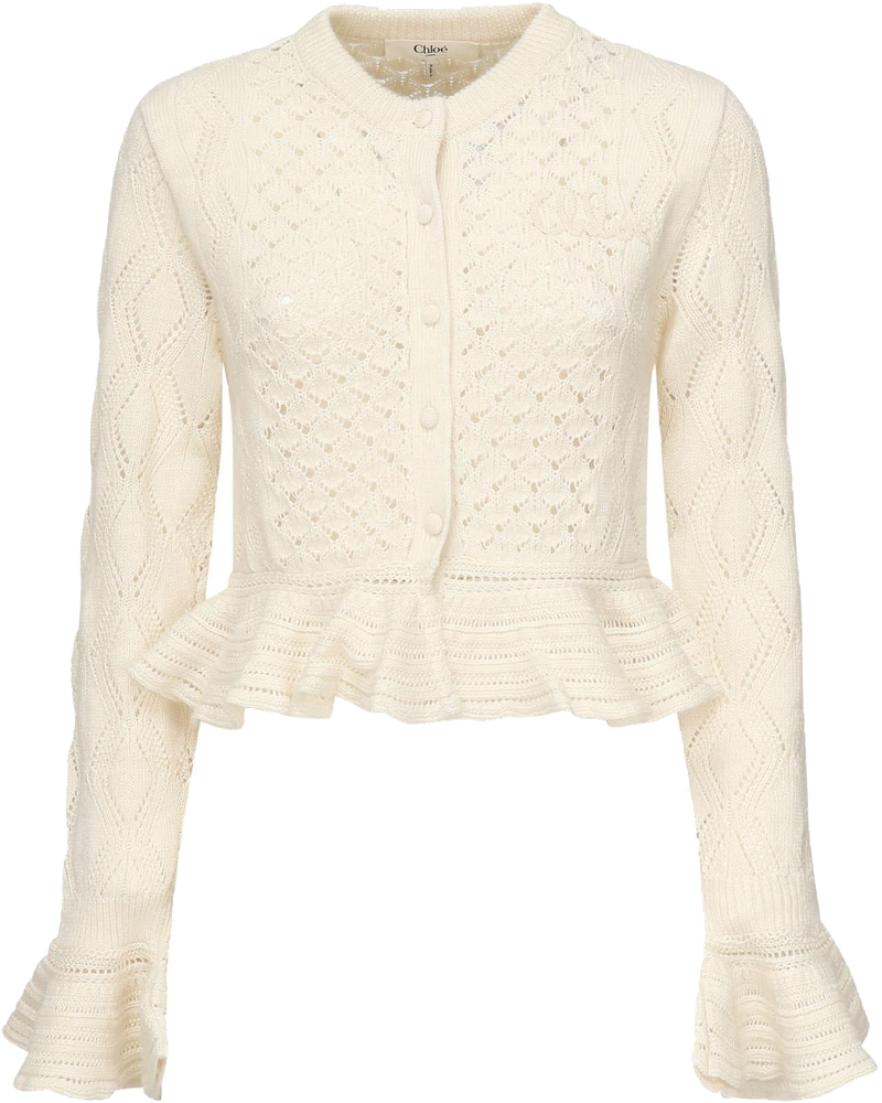 Cardigan Cropped Con Logo E Volant Chloe оригінал – Купити в Україні