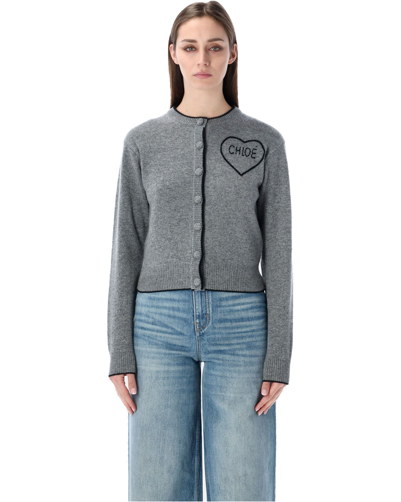 Ribbed Heart Logo Cardigan Chloe оригінал – Купити в Україні