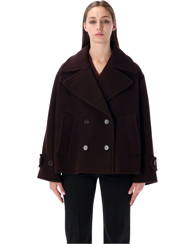 Short Double Breasted Wool Coat In Bordeaux Chloe оригінал – Купити в Україні