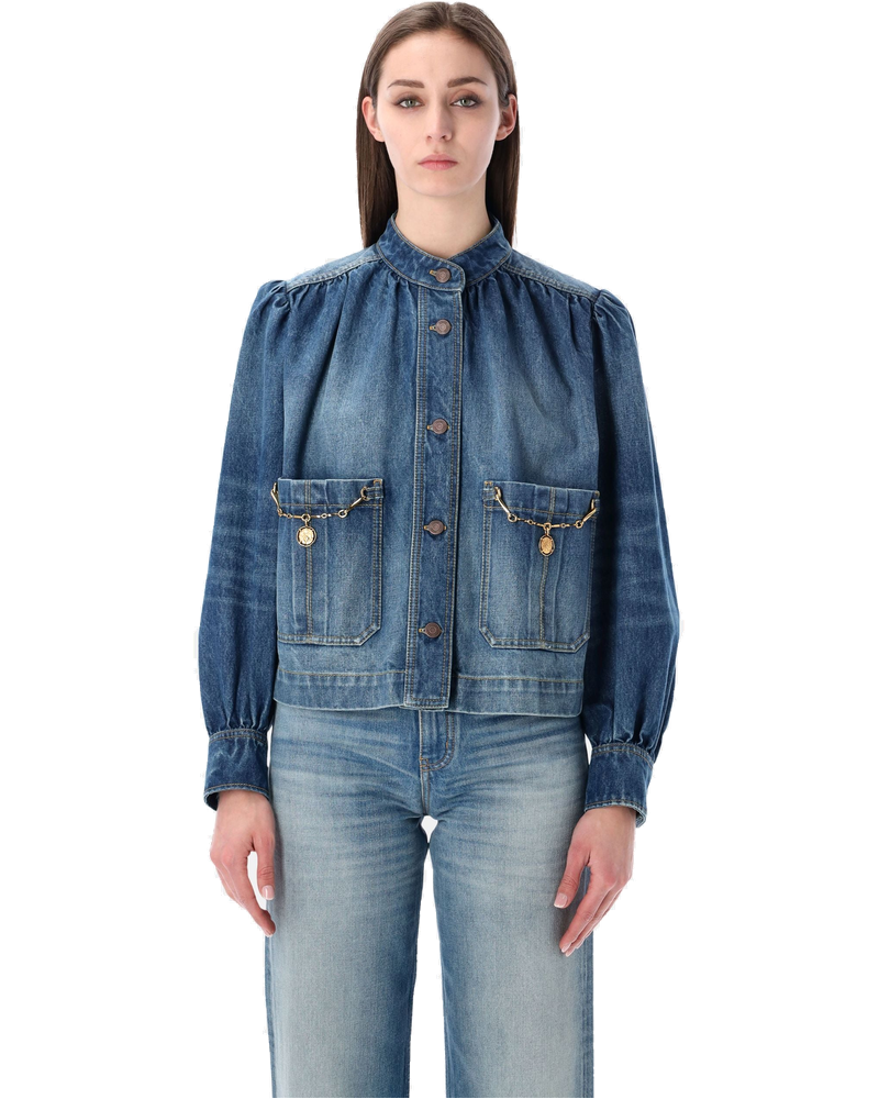 High Neck Gathered Denim Jacket Chloe – Гарантія оригінальності