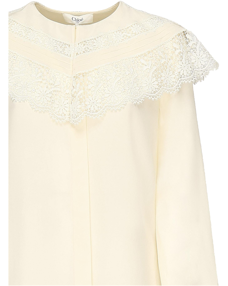 Оригінальна Blusa Arricciata In Seta E Pizzo Chloe