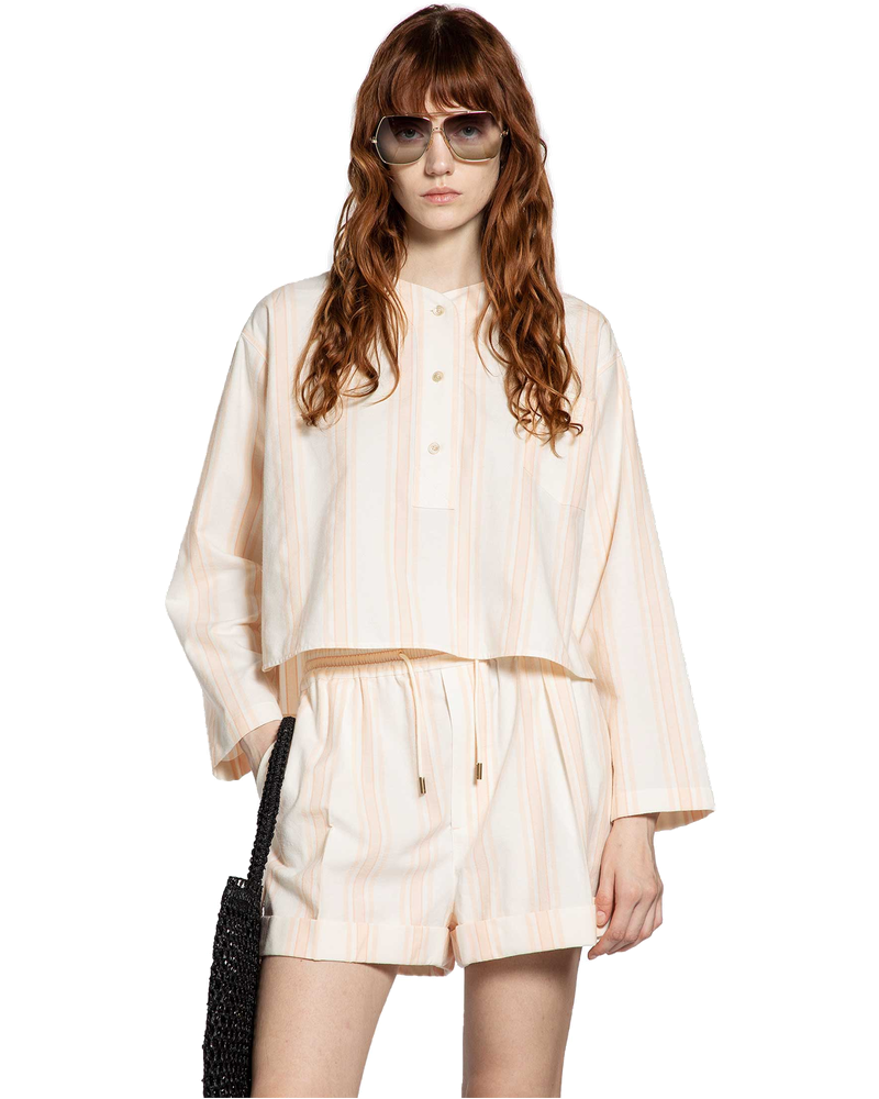 Long Sleeve Crop Top In Cotton Chloe оригінал – Купити в Україні