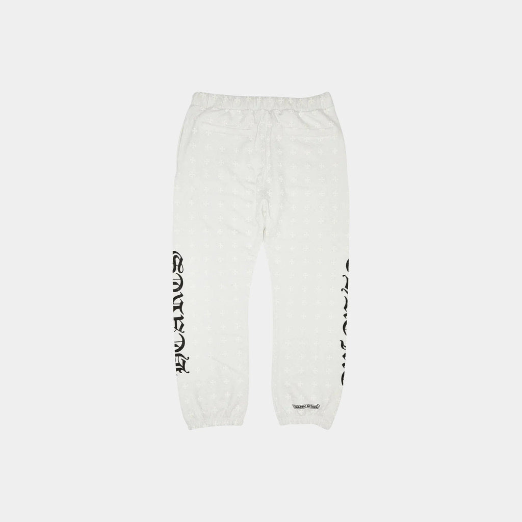 Cross Print Horse Shoe Logo White Sweat Pants Chrome hearts – Гарантія оригінальності – вид ззаду