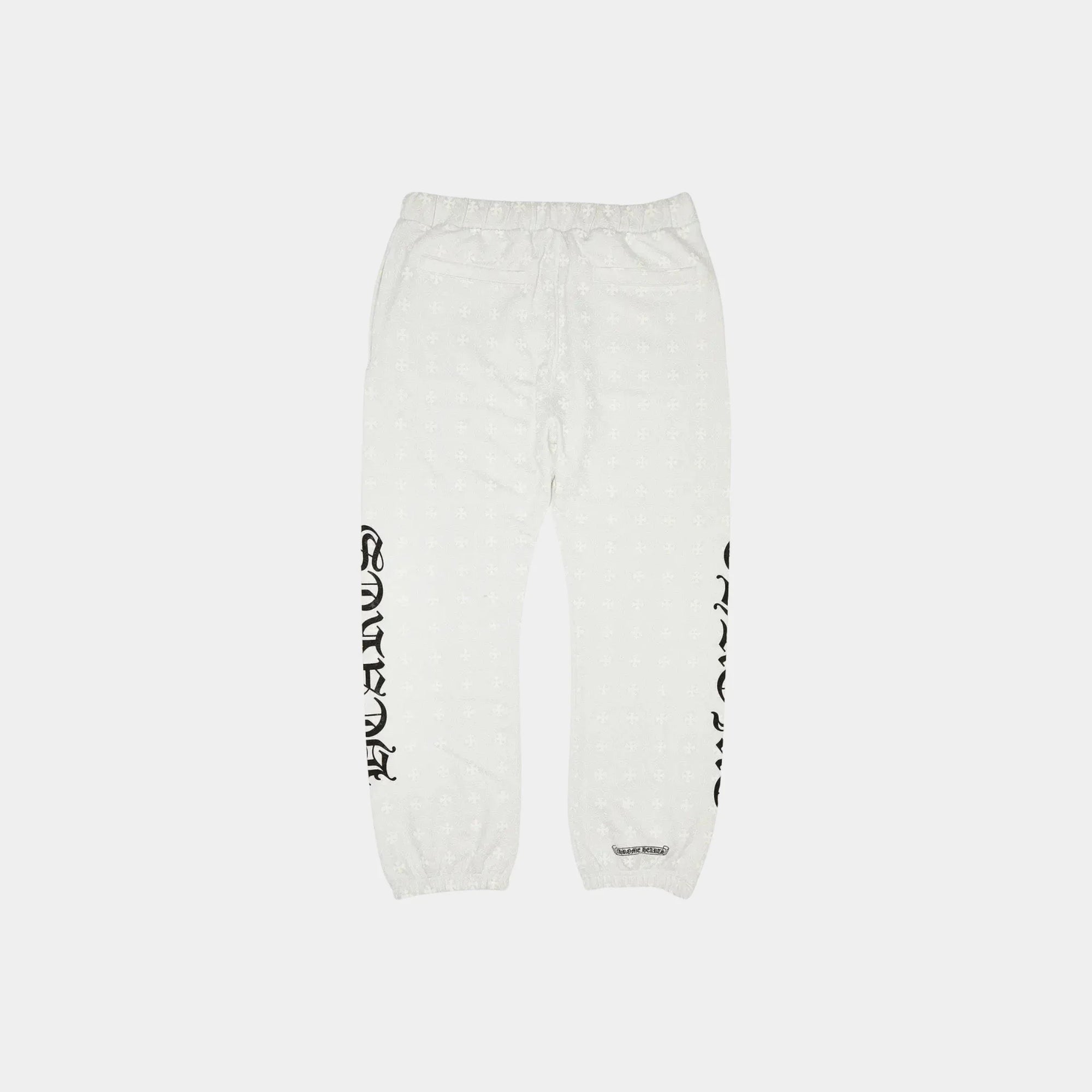 Cross Print Horse Shoe Logo White Sweat Pants Chrome hearts – Гарантія оригінальності – вид ззаду