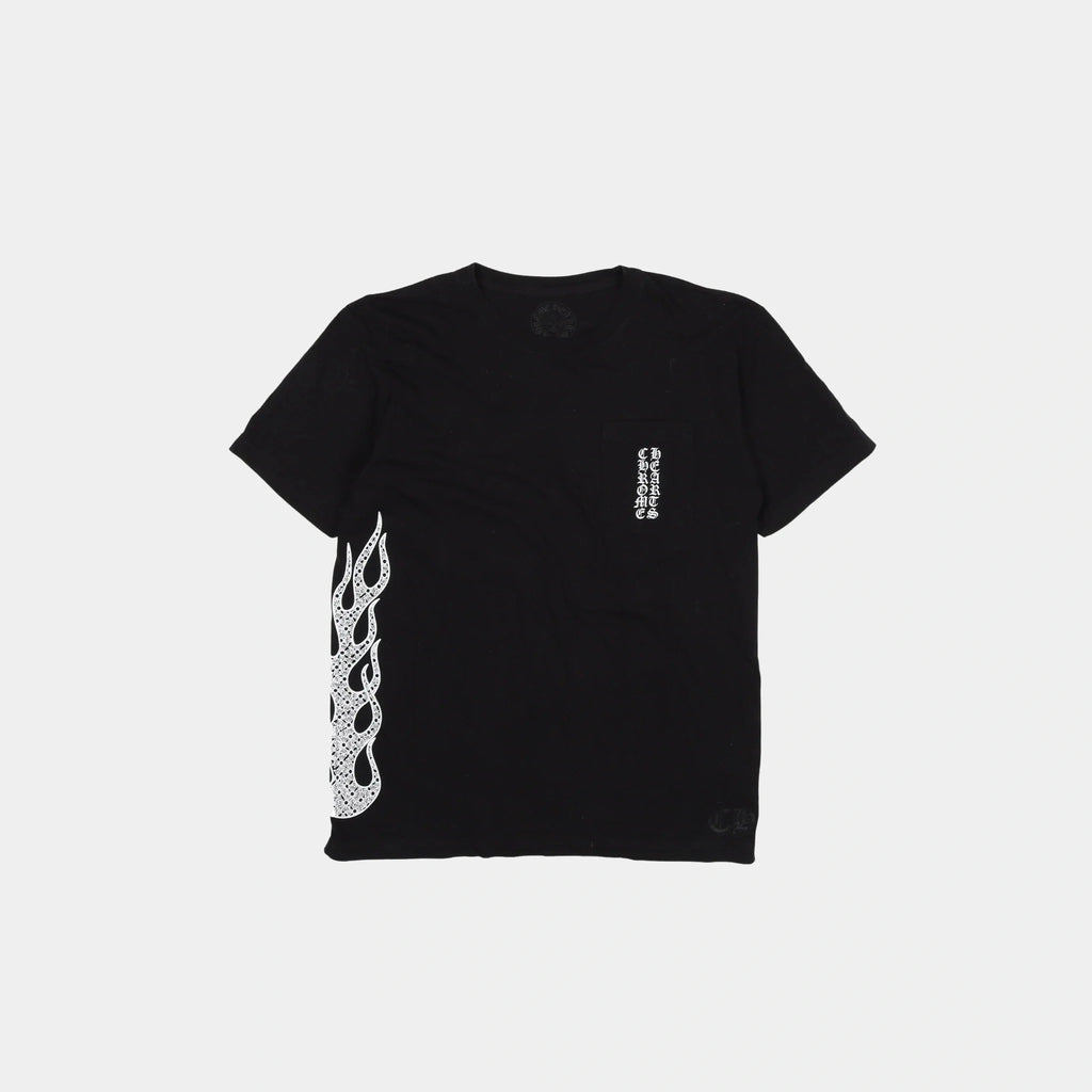 Оригінальна Flames Black Pocket Tee Chrome hearts – боковий вид