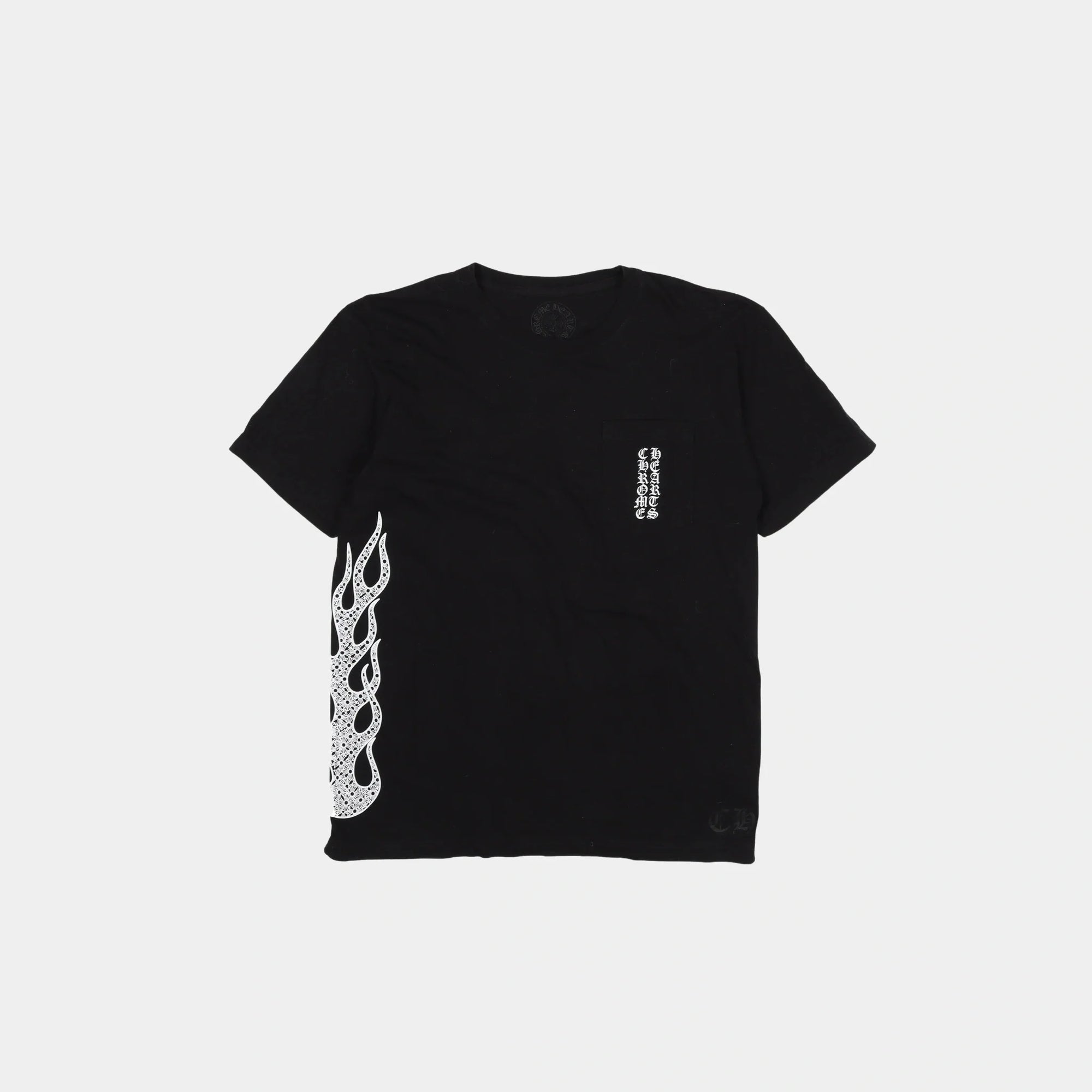 Оригінальна Flames Black Pocket Tee Chrome hearts – боковий вид