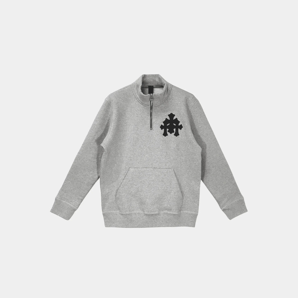 Grey Quarter Zip Crewneck Chrome hearts – Гарантія оригінальності – боковий вид