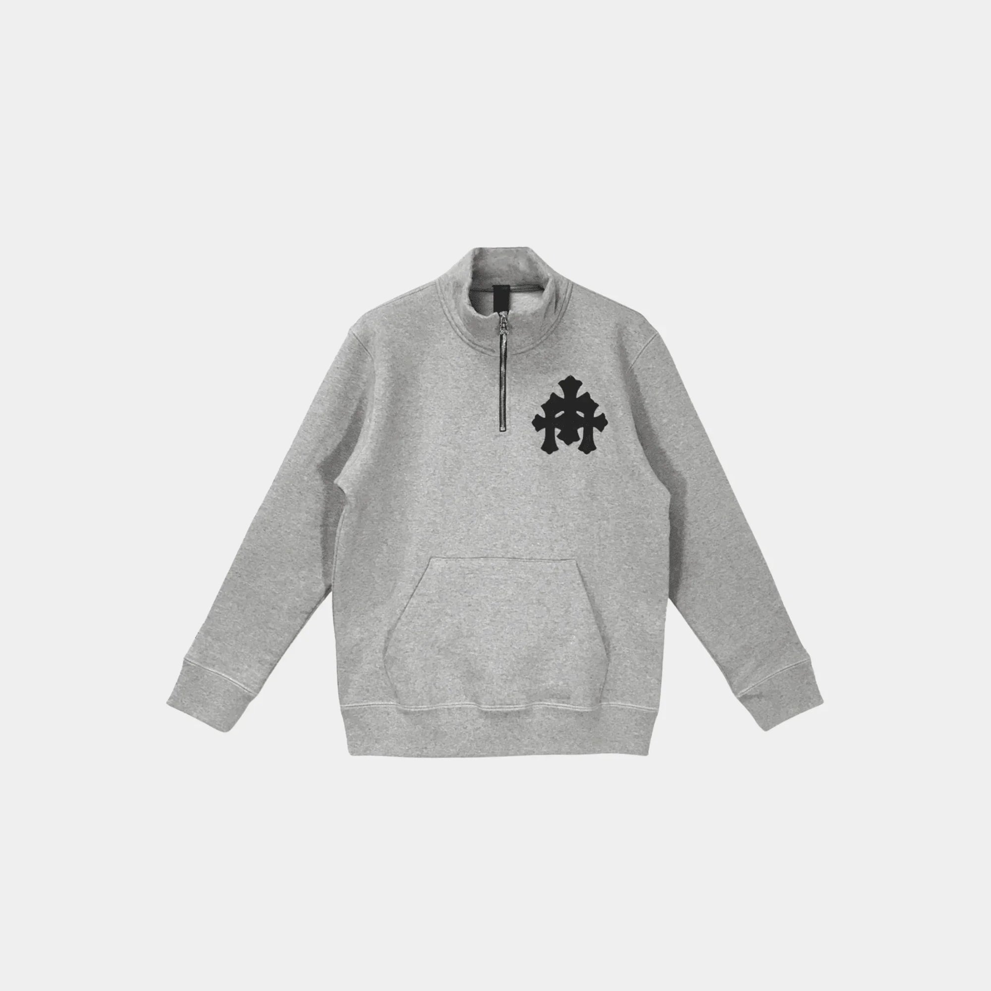 Grey Quarter Zip Crewneck Chrome hearts – Гарантія оригінальності – боковий вид