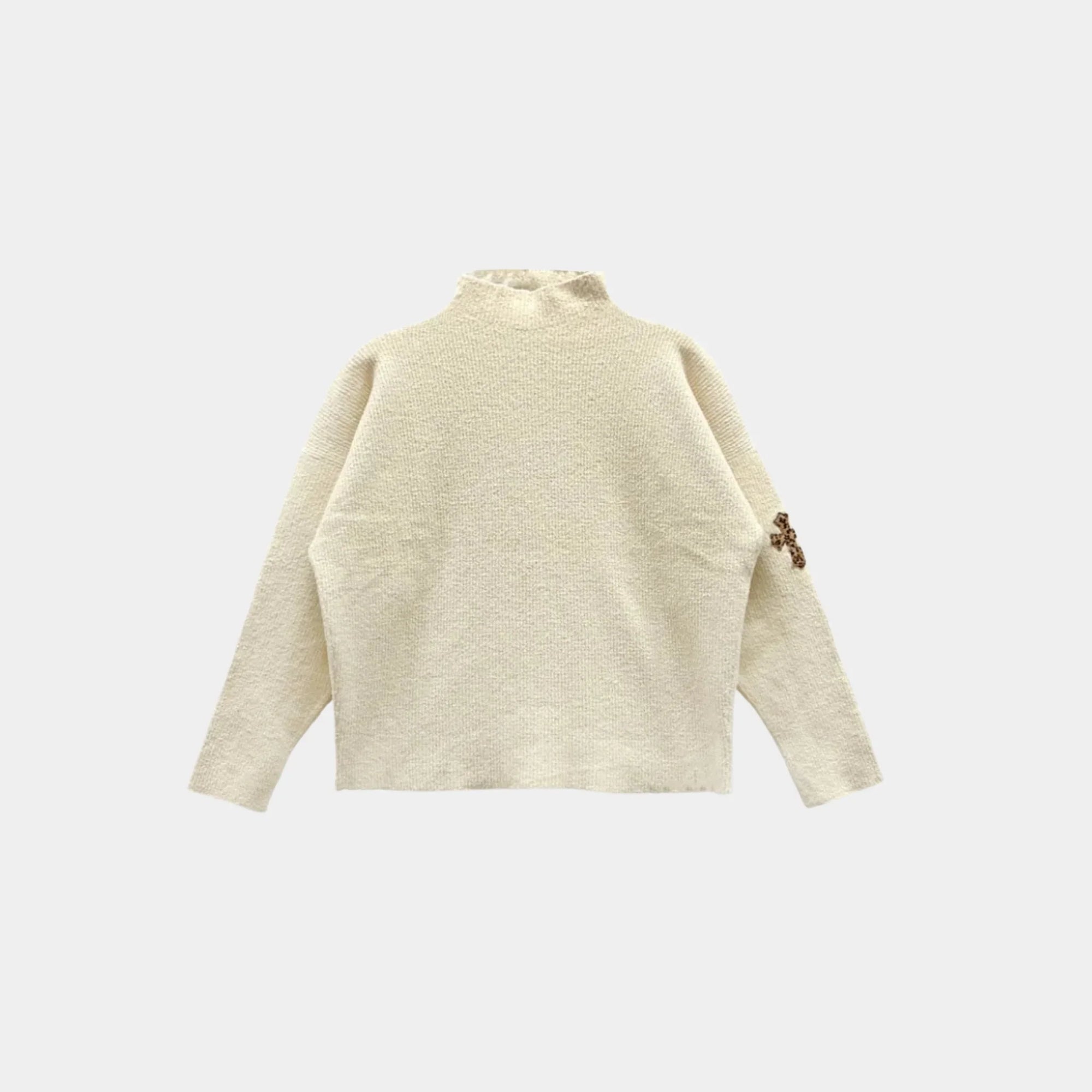 Оригінальна Knitted Cross Patch Sweater Cream & Leopard Chrome hearts – вид ззаду