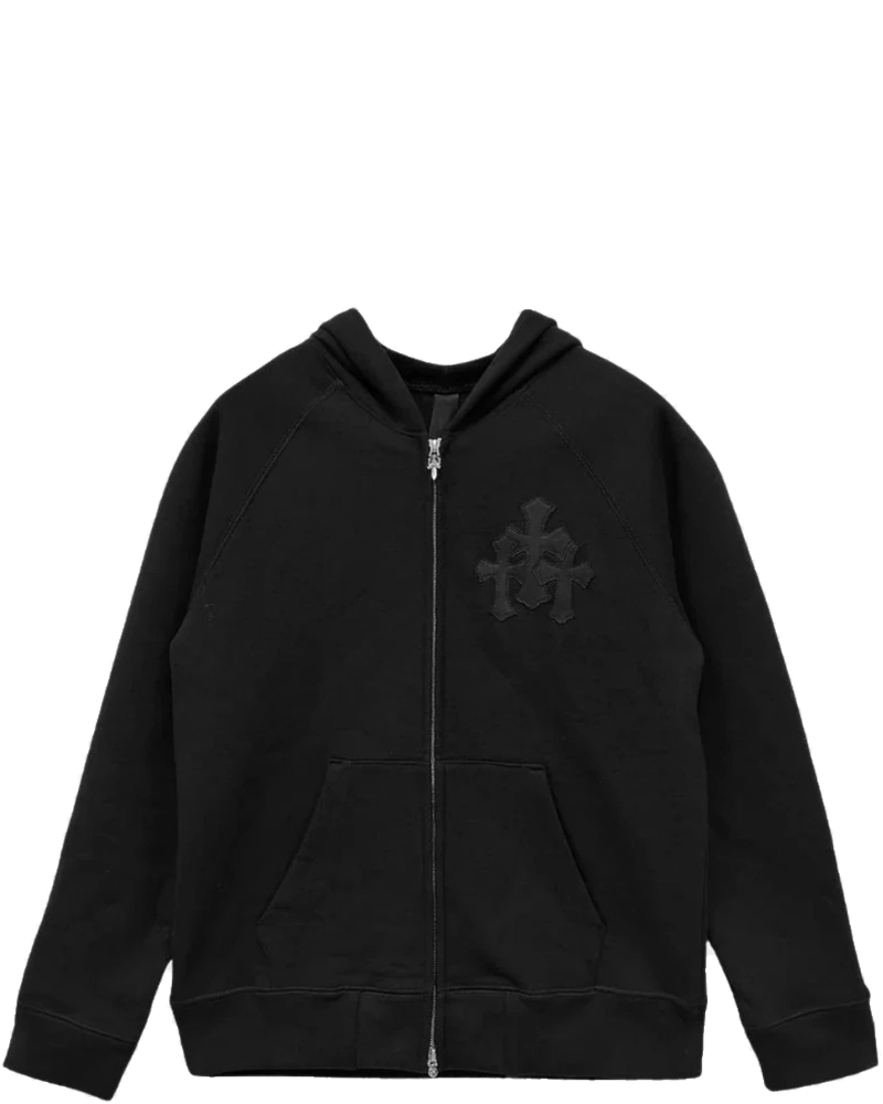 Оригінальна Leather Cross Logo Hoodie Chrome hearts