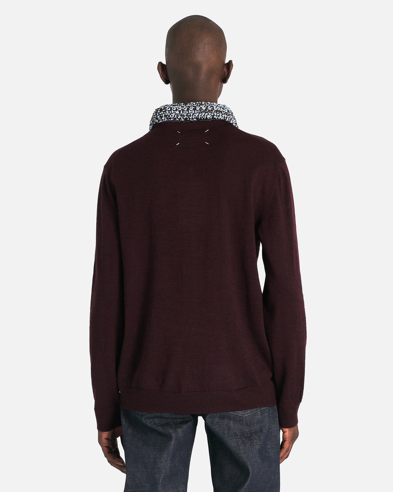 Оригінальна Chunky Detail Knit Polo Shirt In Burgundy Maison margiela – детальний вид