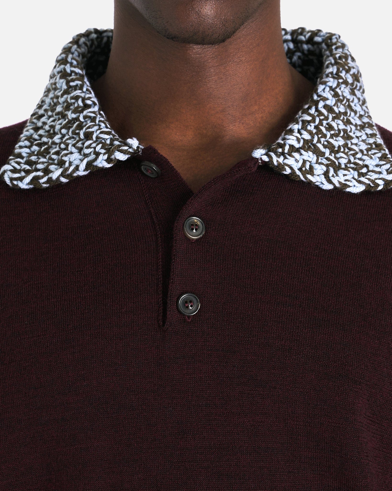 Оригінальна Chunky Detail Knit Polo Shirt In Burgundy Maison margiela – збільшений вид
